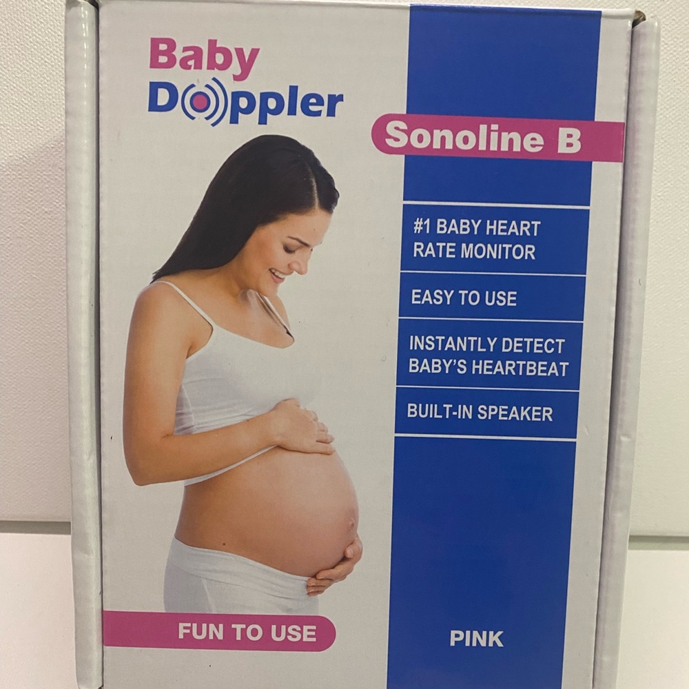 Sonoline B baby Doppler to detect heart rate.
